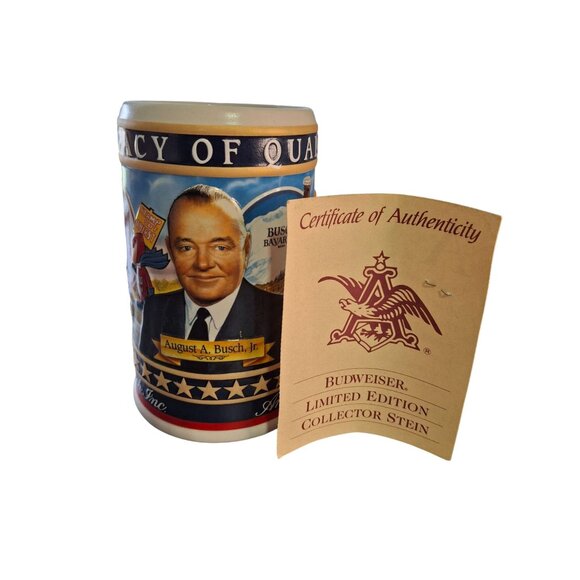 Vtg Budweiser Limited Edition Stein August A. Busch Jr. Anheuser-Busch Inc. COA - Picture 1 of 11